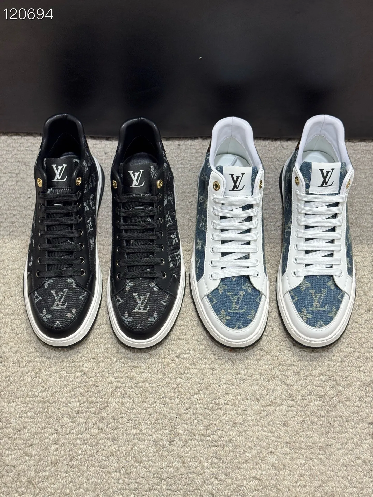 Men's shoes 💰420 [New style] 🐛🐛Top original order - Louis Vuitton®️ Trendy and fashionable yet low-key men's casual shoes, uppers made of LV denim spliced ​​with cowhide, comfortable and breathable, sheepskin lining, original rubber outsole, two colors available ~ a must-have for stylish men. Size: 38-44 (45 customized